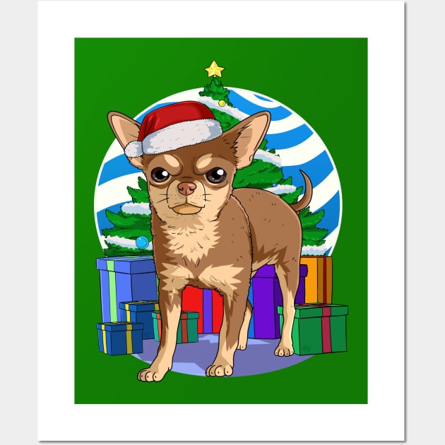 Chihuahua Dog Cute Santa Christmas Gift Wall Art by Noseking